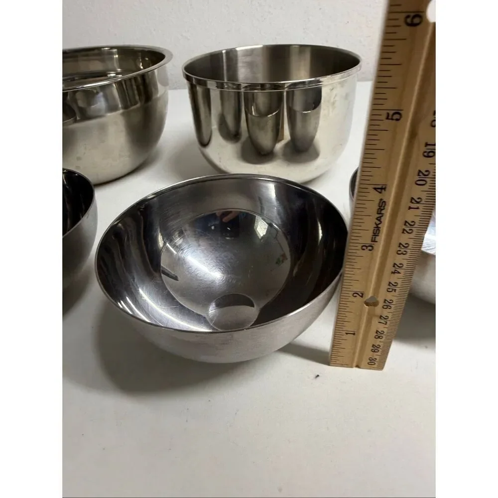 Set of 5 Stainless Steel Mixing Bowls 3 IKEA + 2 Unbranded Nesting Kitchen Bowls